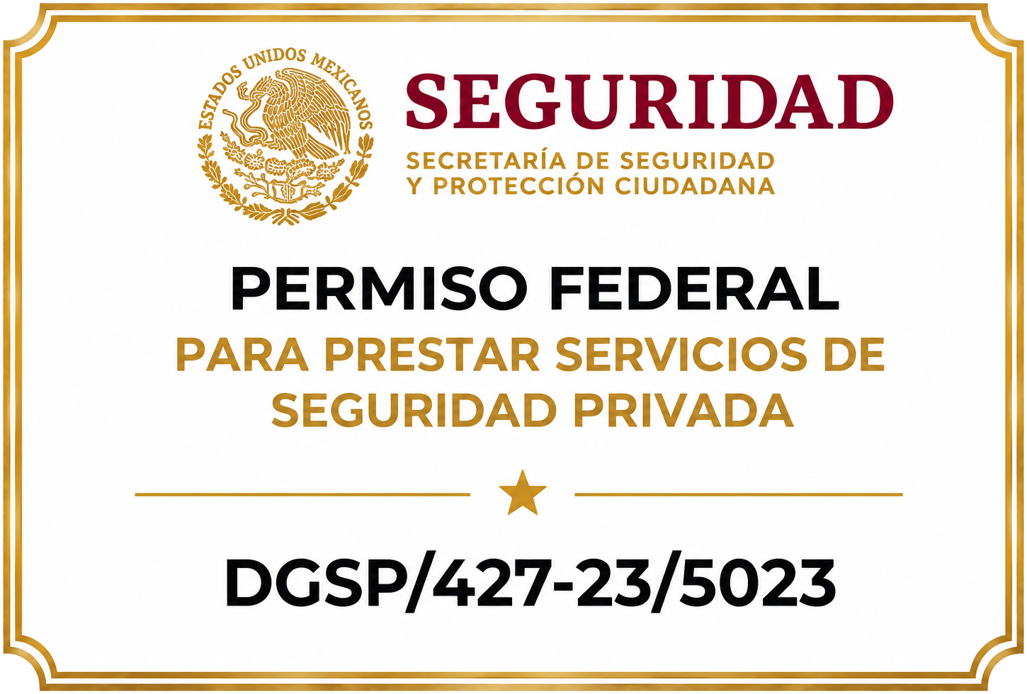 Permiso Federal DGSP/427-23/5023